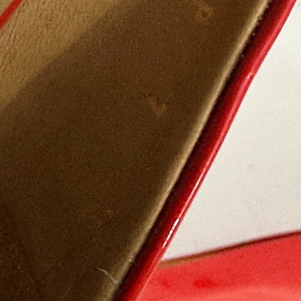 Salvatore Ferragamo Vara Red Patent Peep-Toe Heels Pumps size 7 - Picture 8 of 10
